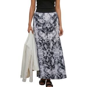 Cynthia Rowley Tie Dye Maxi Skirt XS NWT Blue White Boho Fold Over Waist Summer
